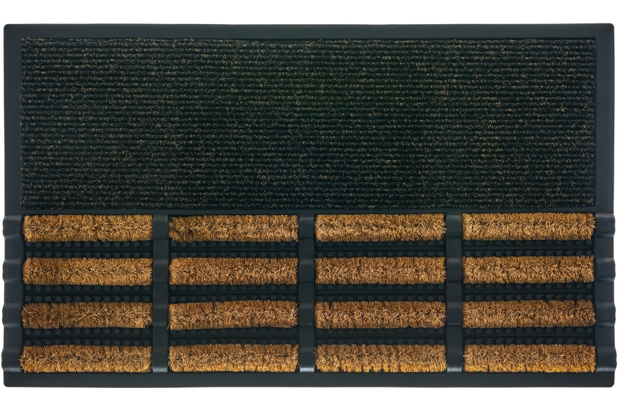 Zerbino in gomma con spazzole in cocco